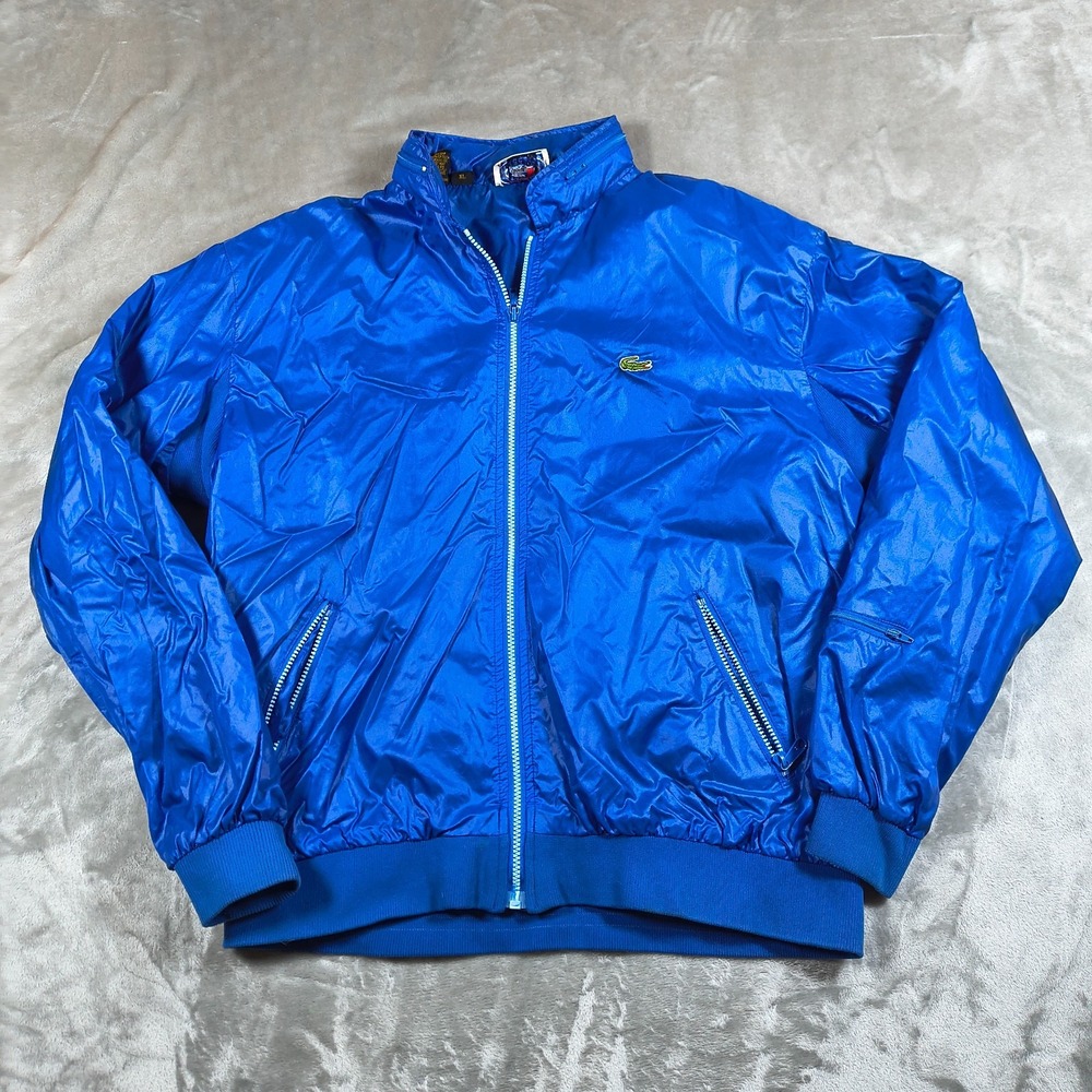 Vintage Izod Lacoste Jacket Men XL Full Zip Nylon Windbreaker Made Hong Kong 80s